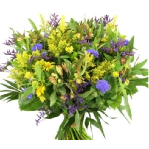 Easter bouquet mixed yellow purple blue